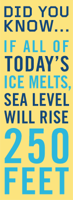 DID YOU KNOW� If all of today's ice melts, sea level will rise 250 feet
